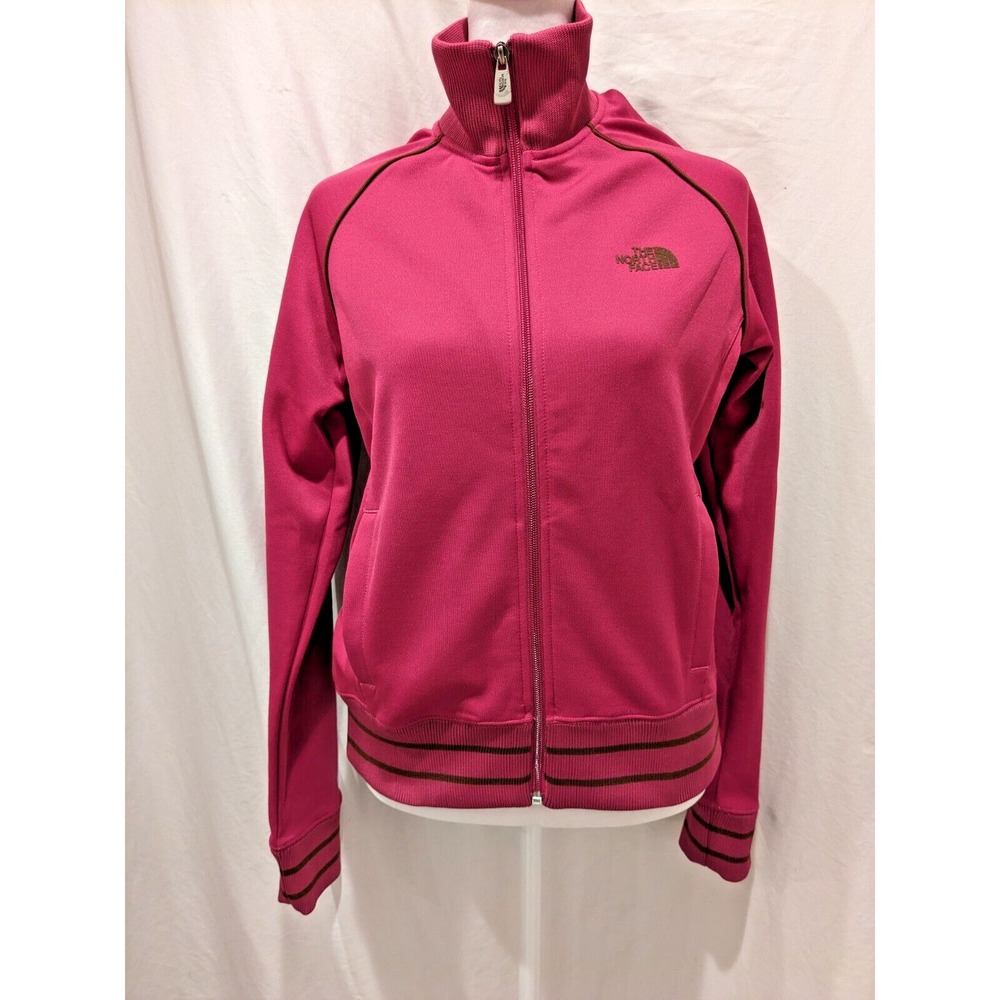 The North Face Women A5 Series Magenta/Brown Stripe Zip Up Track Jacket Size Med